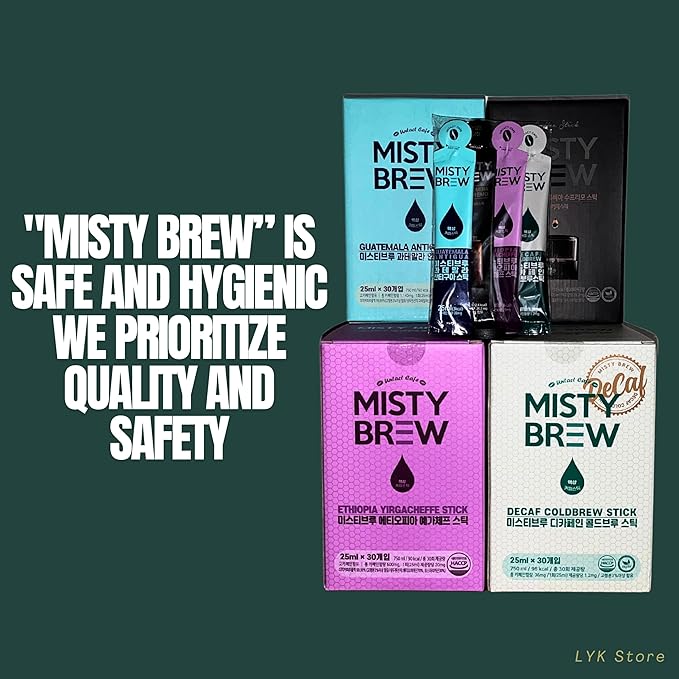 Cold Brew Coffee Concentrate liquid, Single Serve Coffee Sticks, MistyBrew, Imported from Korea, Premium coffee (30 sticks, Yirgacheffe)