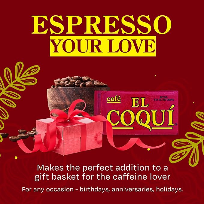 El Coquí Dark Roast Espresso Ground Coffee, Rich, Ground Coffee, Bulk Coffee, Authentic Puerto Rican Style Coffee, Vacuum Sealed, Ground Espresso Beans, 8.83 oz (24 pack)