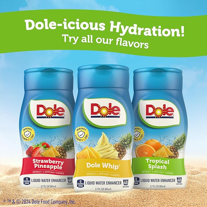 Dole Tropical Splash Liquid Water Enhancer - Sugar Free & Delicious, Makes 160 Flavored Water Beverages - Pack of 4