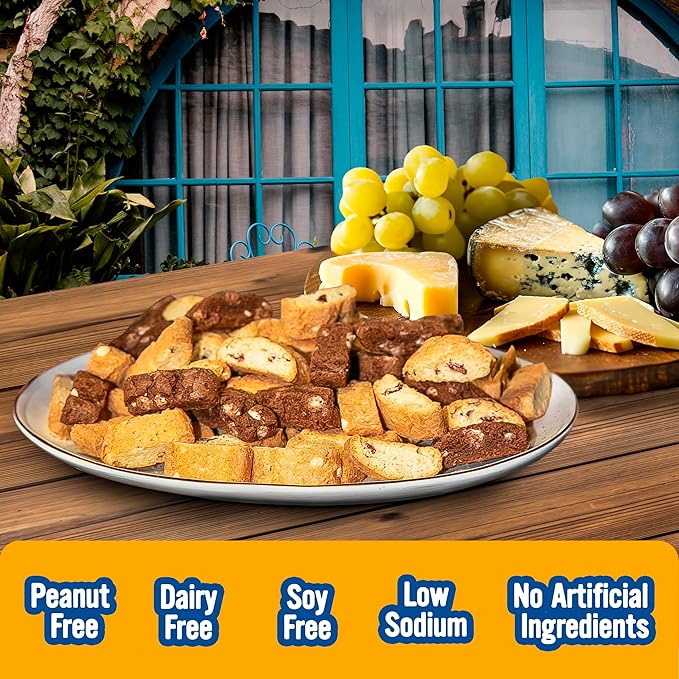 Cooper Street Twice Baked Biscotti Cookies Variety Pack - 1.25 Pounds Per Bag (4 Pack) - Gourmet Cookies Ideal With Coffee Or Tea | Peanut and Dairy Free Low Sodium Breakfast or On-The-Go Snack