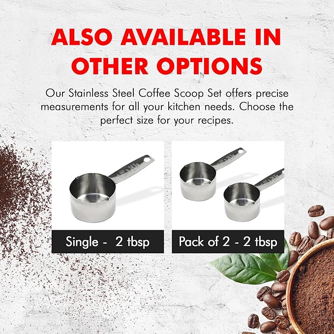 Chef Craft Select Coffee Measurer, 4 inch 2 tbsp, Stainless Steel (Pack of 2)