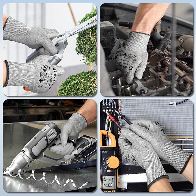 Schwer 3 Pairs AIR-SOFT Cut Resistant Gloves AR7120 ANSI A6 Cut Proof Work Gloves, Touchscreen, for Men and Women Used for Woodworking, Glass Cutting, Construction, Cargo Handling, Car Repair, XL