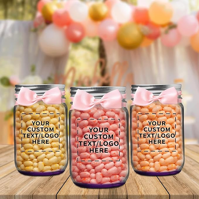 DISCOUNT PROMOS 100 Decorating Mason Jars Set, 12 oz. - Customizable Text, Logo - Canning, Aluminum Lid - Purple