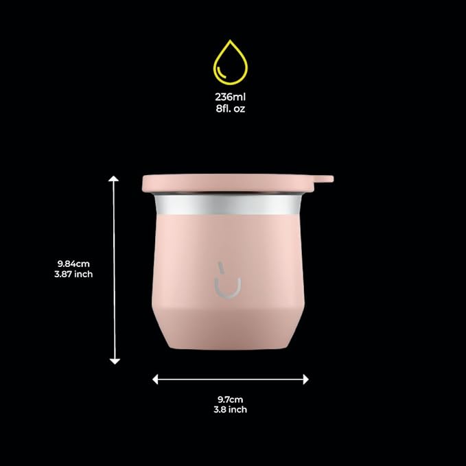 BALIBETOV Yerba Mate Cup – Vacuum Insulated Stainless Steel Gourd with Silicone Cover & Non-Slip Base – Includes 2 Bombillas & Cleaning Brush – Unique Design, Easy to Clean