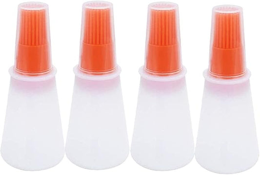 Silicone Oil bottle brush，BBQ/Pastry Basting Brushes,Silicone Cooking Grill Barbecue Baking Pastry Oil/Honey/Sauce Bottle Brush (4 PCS,orange)