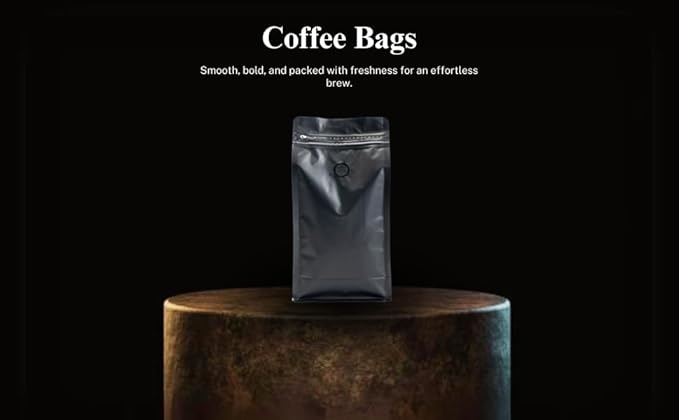 Premium Coffee Bags with Valve (100 pcs, 16 oz) Standing Coffee Beans Storage Bags, Reusable Heat Sealable Side Zipper Pouches, Eco-Friendly Packaging, Perfect for Home and Office - Black