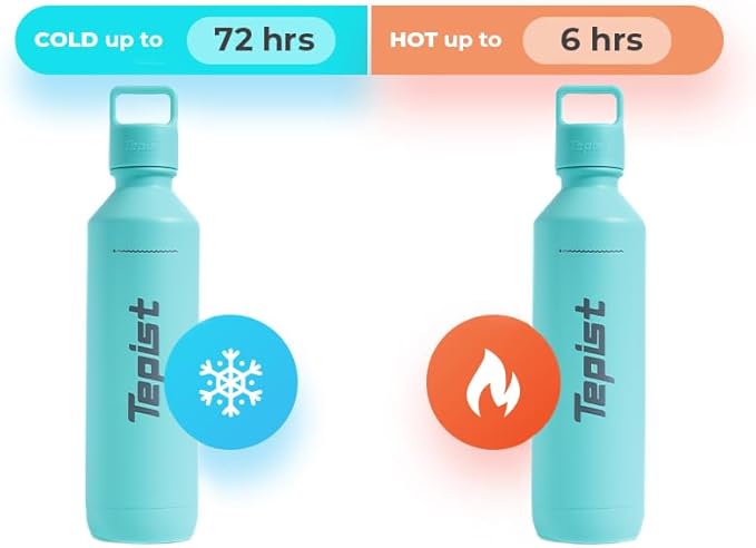 TwentyO 20oz Stainless Steel Bottle Compatible with Sodastream Machines | Powder Coated Teal | Vacuum Sealed | Double Walled | Leak-Proof | Easy to Carry | Reusable Bottle