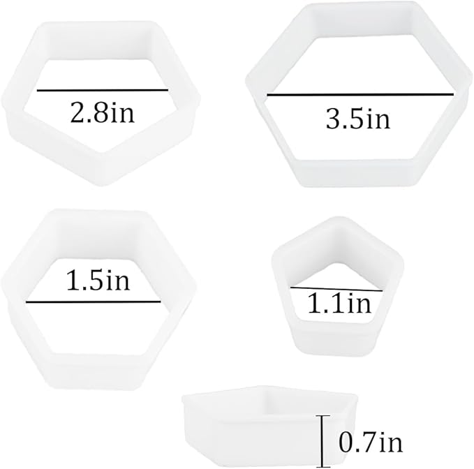 8 Pcs Soccer Ball Hexagon Cookie Cutter - 4 Sizes Geometric Biscuit Cutters Pattern Cake Topper Soccer Cookie Cutter Set for Baking Cake Decorations