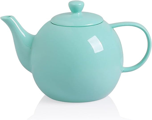 Sweejar Porcelain Teapot with Removable Stainless Steel Infuser,Microwave & Dishwasher Safe Tea Pots for Loose Tea,Tea Infuser Pots for Chrismas Women Gift (40oz Turquoise)