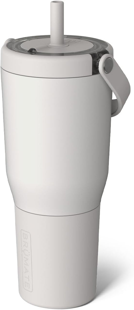 BrüMate Resa 35oz 100% Leakproof Travel Tumbler with Handle & Straw | Flexible SoftSip Straw | Silicone Sleeve for Durability | Stainless Steel | Cup Holder & Travel Friendly Water Bottle | (Dune)