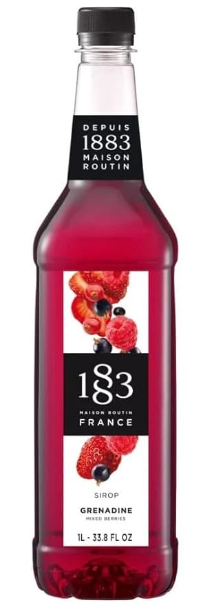 1883 Mixed Berries Syrup for Drinks, Made in France, 1 Liter Plastic Bottle