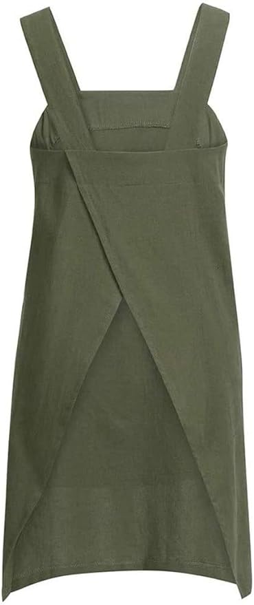 YESDOOD Cotton Linen Apron Cross Back Apron for Women with Pockets Pinafore Dress for Baking Cooking