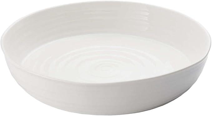 Portmeirion Sophie Conran 11" Round Roasting Dish, Porcelain Casserole Baking Dish, Dishwasher, Microwave, Freezer, Oven Safe, Versatile Cookware for Roasting, Baking, and Serving (White)