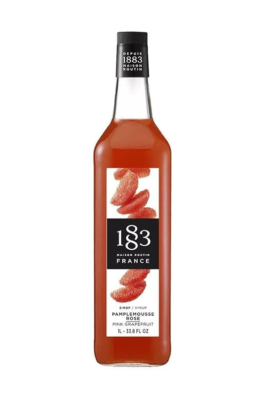 1883 Pink Grapefruit Syrup for Drinks, Made in France, 1 Liter Glass Bottle