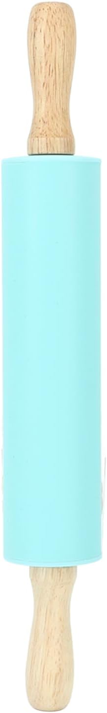 Large Silicone Rolling Pin Pastry Baking Mat Set for Kitchen (Blue)