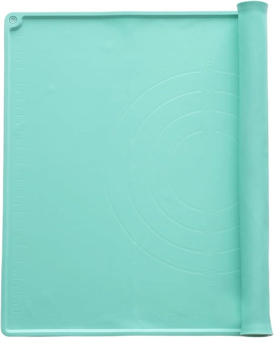 uxcell Silicone Pastry Mat, 19.7" x 15.8" Silicone Baking Mat with Measurements, Non-Stick Dough Rolling Mat for Making Pastry Cookies Bread Pizza Green