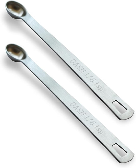 2PCS 1/8 Teaspoon(1/8tsp, 0.625 ml, Dash) Single Tiny Measuring Spoon, Small Individual Stainless Steel Measure Spoons Only