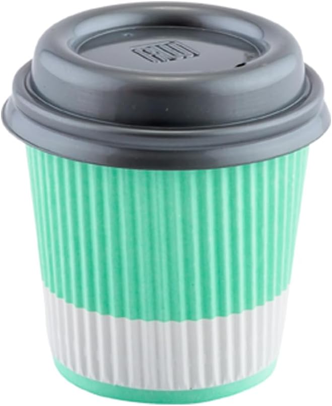 4 oz Light Green Paper Coffee Cup - Ripple Wall - 2 1/2" x 2 1/2" x 2 1/4" - 500 count box