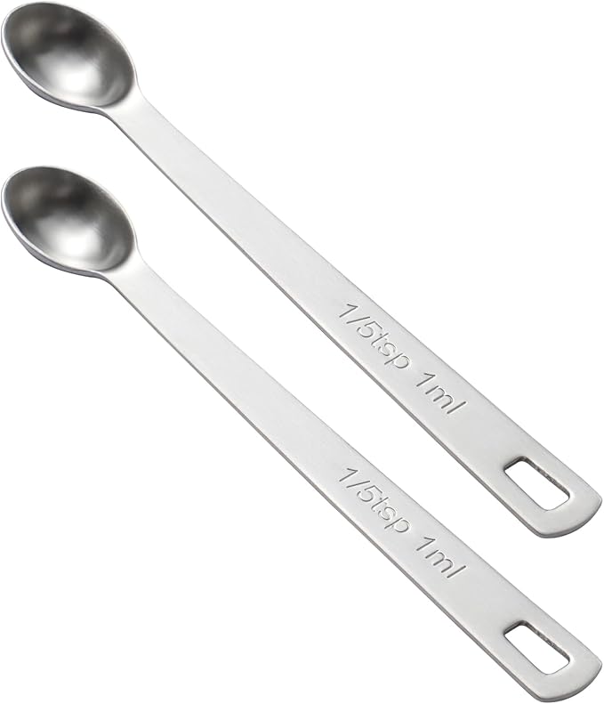 2PCS 1/5 Teaspoon(1/5tsp, 1ml) Single Tiny Measuring Spoon, Small Individual Stainless Steel Measure Spoons Only