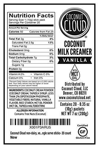 Coconut Cloud: Vegan Assorted Coffee Creamer Pack. Dairy Free, Made from Coconut Powder Milk with MCT Oil | 20 each of Original,Vanilla & Salted Caramel Single Sticks, 60 servings