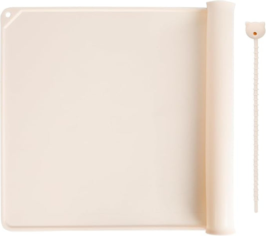 Silicone Baking Mat - Extra Thick Non-Stick Pastry Mat with Measurement Markings, 21"x15" Non-Slip Silicone Pad with Raised Edges（Apricot）