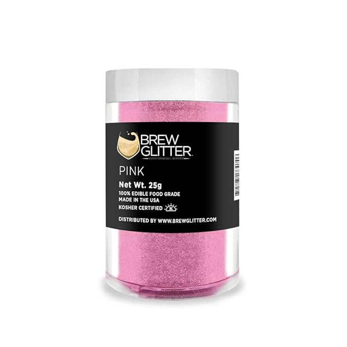 Pink BREW GLITTER Edible Glitter For Drinks, Cocktails, Beer, Garnish Glitter & Beverages | KOSHER & HALAL Certified | 100% Edible & Food Grade | Vegan, Gluten, Nut Free (25g, Pink)
