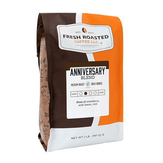 Fresh Roasted Coffee, Anniversary Blend, 2 lb (32 oz), Medium Roast, Kosher, Ground