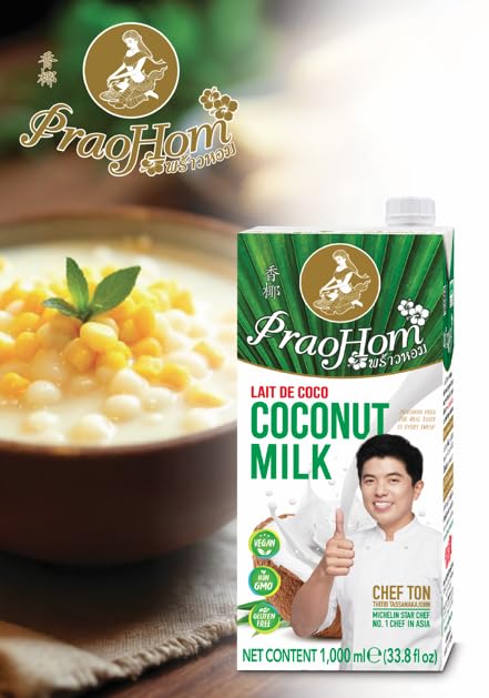 Praohom Coconut Milk 8.5 Fl Oz - Plant Based, Dairy Free Milk Alternative - Pure and Rich Thai Coconut Milk - No Added Sugar - Ideal for Cooking and Baking (250ml (pack of 12))