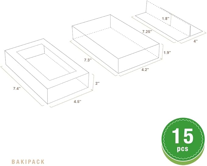 BAKIPACK 15 Macaron Boxes, Macaron Gift Box for 12 (Interior Measurement 7.3×4.2 ×1.9 Inches), Macaron Packaging Boxes with Clear Window Kraft without Macarons inside