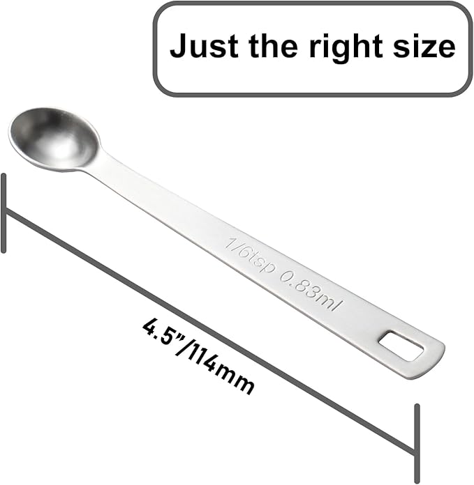 2PCS 1/6 Teaspoon(1/6tsp, 0.83ml) Single Tiny Measuring Spoon, Small Individual Stainless Steel Measure Spoons Only