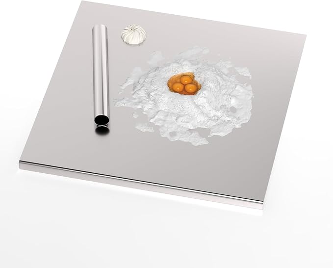 Nisorpa 304 Stainless Steel Cutting Board with Lip, Large Chopping Board for Kitchen with Rolling Pin, Cutting Boards for Chopping Meat, Vegetables, Fruits, Cheese, Bread, 35.4"Lx19.7"W