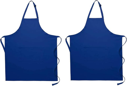 Pomp 2 Pack Premium Bib Aprons | Adjustable Neck + 2 Pockets | Water + Oil Resistance | Men & Women's Kitchen Cooking Aprons