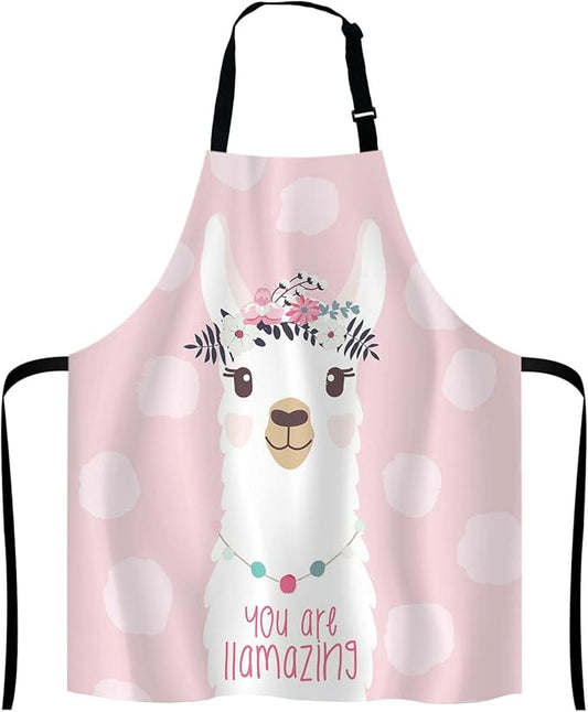 Llama with fun quote You are llamazing Bib Apron with Adjustable Neck for Men Women,Suitable for Home Kitchen Cooking Waitress Chef Grill Bistro Baking Apron