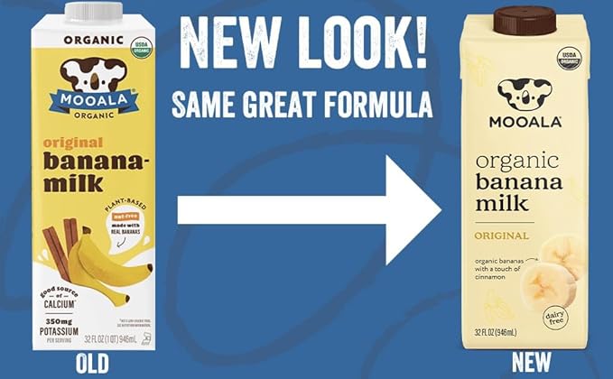 Mooala – Organic Original Bananamilk, 32 FL Oz (Pack of 6) – Shelf-Stable, Non-Dairy, Nut-Free, Gluten-Free, Plant-Based Beverage