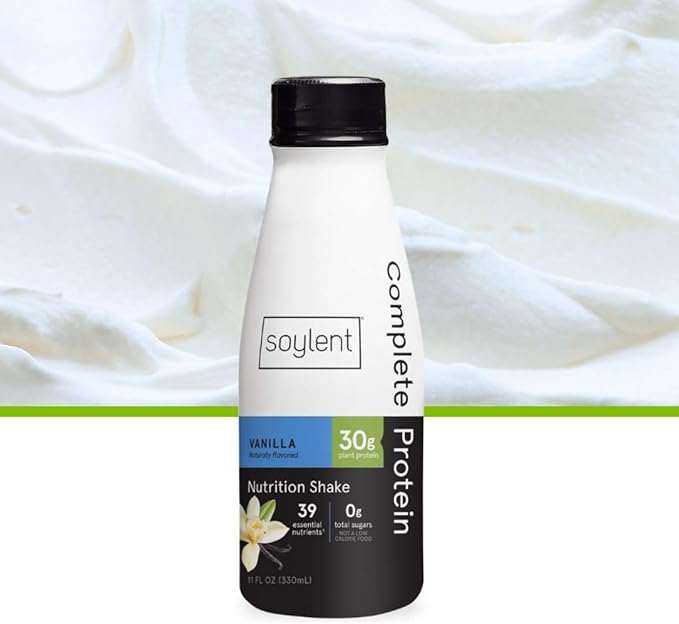 Soylent Vanilla High Protein Shake, 30g Complete Protein, Vegan, Dairy Free and 0g Sugar, Ready to Drink Protein Drinks, 11 Oz, 36 Pack