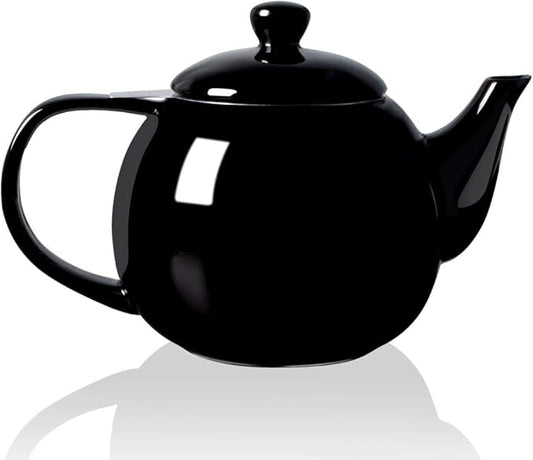 Sweejar Porcelain Teapot with Removable Stainless Steel Infuser,Microwave & Dishwasher Safe Tea Pots for Loose Tea,Tea Infuser Pots for Chrismas Women Gift (30oz Black)