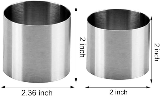 6 Packs Cake Rings Stainless Steel Nonstick Tart Ring Cake & Pastry Ring, Dessert Rings Set Round Cake Rings Mold 2-Inch