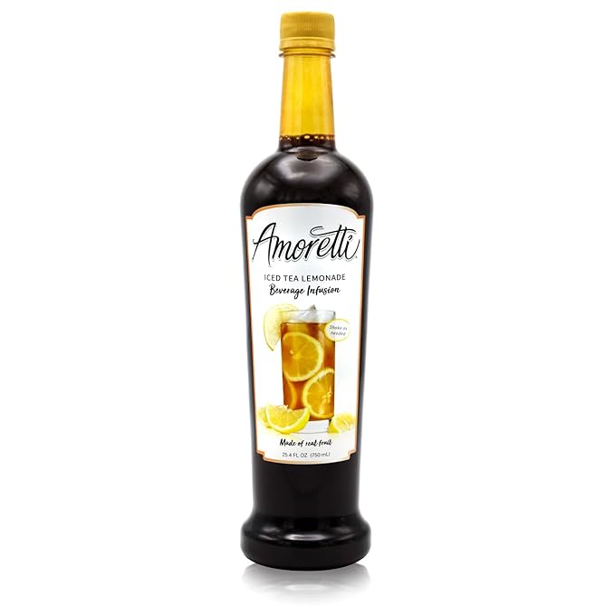 Amoretti - Iced Tea Lemonade Beverage Infusion Drink Mix & Water Enhancer with Pump for Flavoring Cocktails, Waters, Tea, and other Beverages, 94 Servings Per Bottle (750 ml), Preservative Free