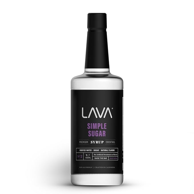 LAVA Premium Simple Syrup, 33.8oz (1-Liter) Made with 100% Sugar, No Artificial Sweeteners, Flavors, or Colors, 33.8oz (1-Liter, 1-Pack)