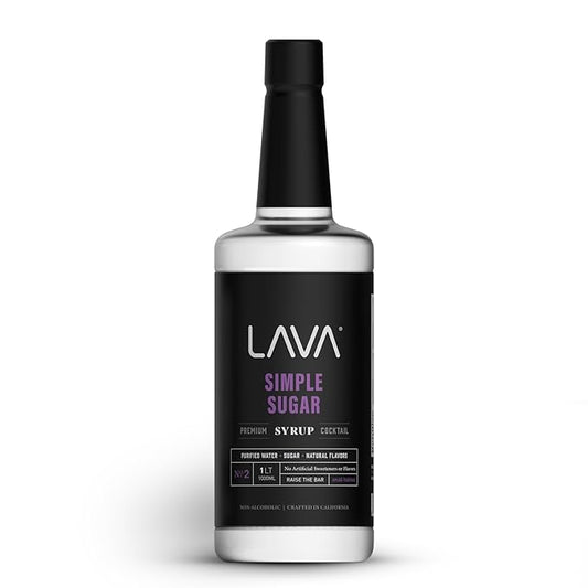 LAVA Premium Simple Syrup, 33.8oz (1-Liter) Made with 100% Sugar, No Artificial Sweeteners, Flavors, or Colors, 33.8oz (1-Liter, 1-Pack)