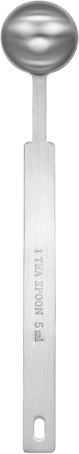 HARFINGTON Single Measuring Spoon 1tsp (1/3tbsp, 5ml) Teaspoon/Tablespoon 430 Stainless Steel Single Tiny Square Bowl Measuring Spoon Long Handle Measure Scoop