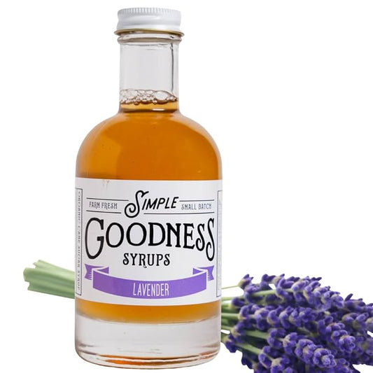 Simple Goodness Sisters Lavender Simple Syrup, USA-Grown Lavender & Organic Pure Cane Sugar, Simple Syrup for Cocktails, Lemonades and more (20 servings)