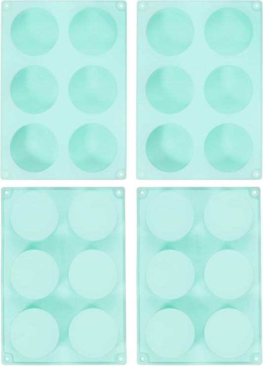 uxcell 4pcs Silicone Muffins Pan, 6 Cup Silicone Cupcake Pan Nonstick Baking Tray for Muffins, Cupcakes, Dishwasher Safe, Green