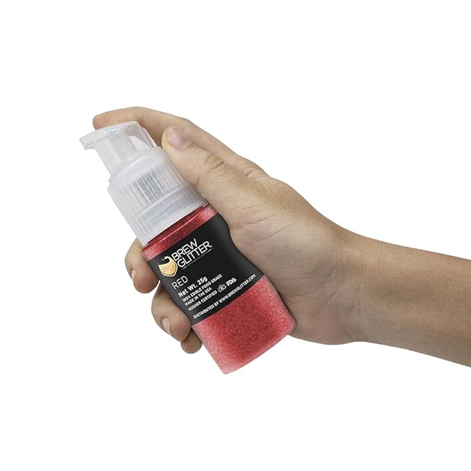 Brew Glitter - Maroon Red (25g Spray Pump 1x Jar) | Edible Glitter for Drinks, Cocktails, Beer, Garnish & Beverages