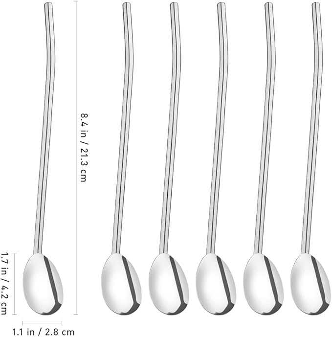 2Pcs Stainless Steel Straws Spoons, Reusable Metall Straws Spoon with 1 Cleaning Brushes,2 in 1 Snow Cone Straws Drinking Reusable Stainless Steel Ice Tea Long Spoons Straws for Cocktail Milkshake (2)