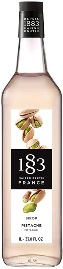 1883 Coffee Syrup, Pistachio Syrup for Drinks, Made in France, 1 Liter Glass Bottle