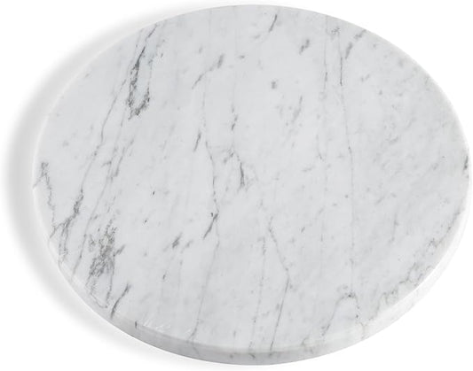 Koville Italian Natural Marble Cutting Board for Kitchen, 11inch Round Hand Crafted Marble Slab for Cheese, Charcuterie, Pastry Board - Wedding Gift, House Warming Gift(Bianco Carrara)
