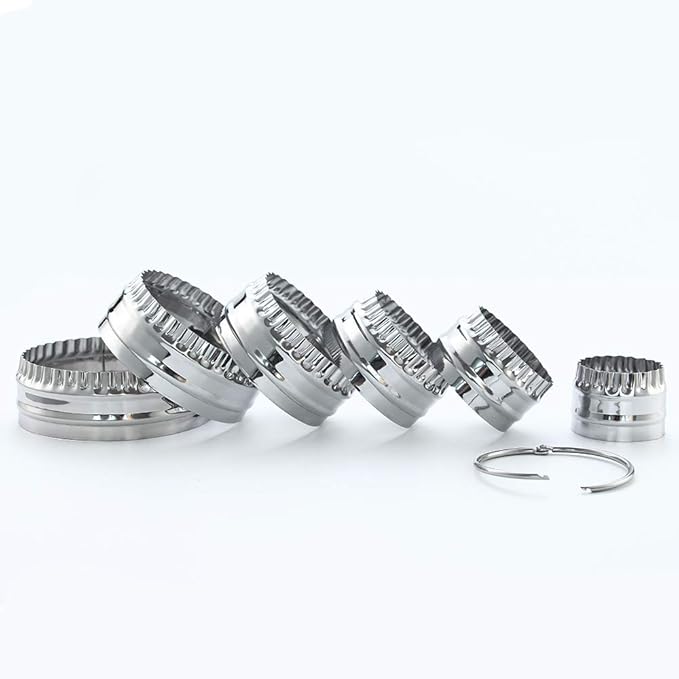 Fluted Cookie Cutters- Round Biscuit Cutters Set of 6 Pieces, Double Sided Fluted and Plain Edge Cookie Cutters, Stainless Steel