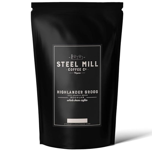 Steel Mill Coffee Co. - Highlander Grogg Flavored Coffee - Ground - Regular - Medium Roast - 100% Arabica Beans - Vegan - Gluten-Free - Sugar-Free - 2lb Bag
