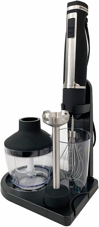 Blendtec Immersion Blender - Handheld Stick Blender, Whisk, and Food Processor - Includes 3 Attachments, 20 oz BPA-Free Jar, and Storage Tray - Stainless Steel